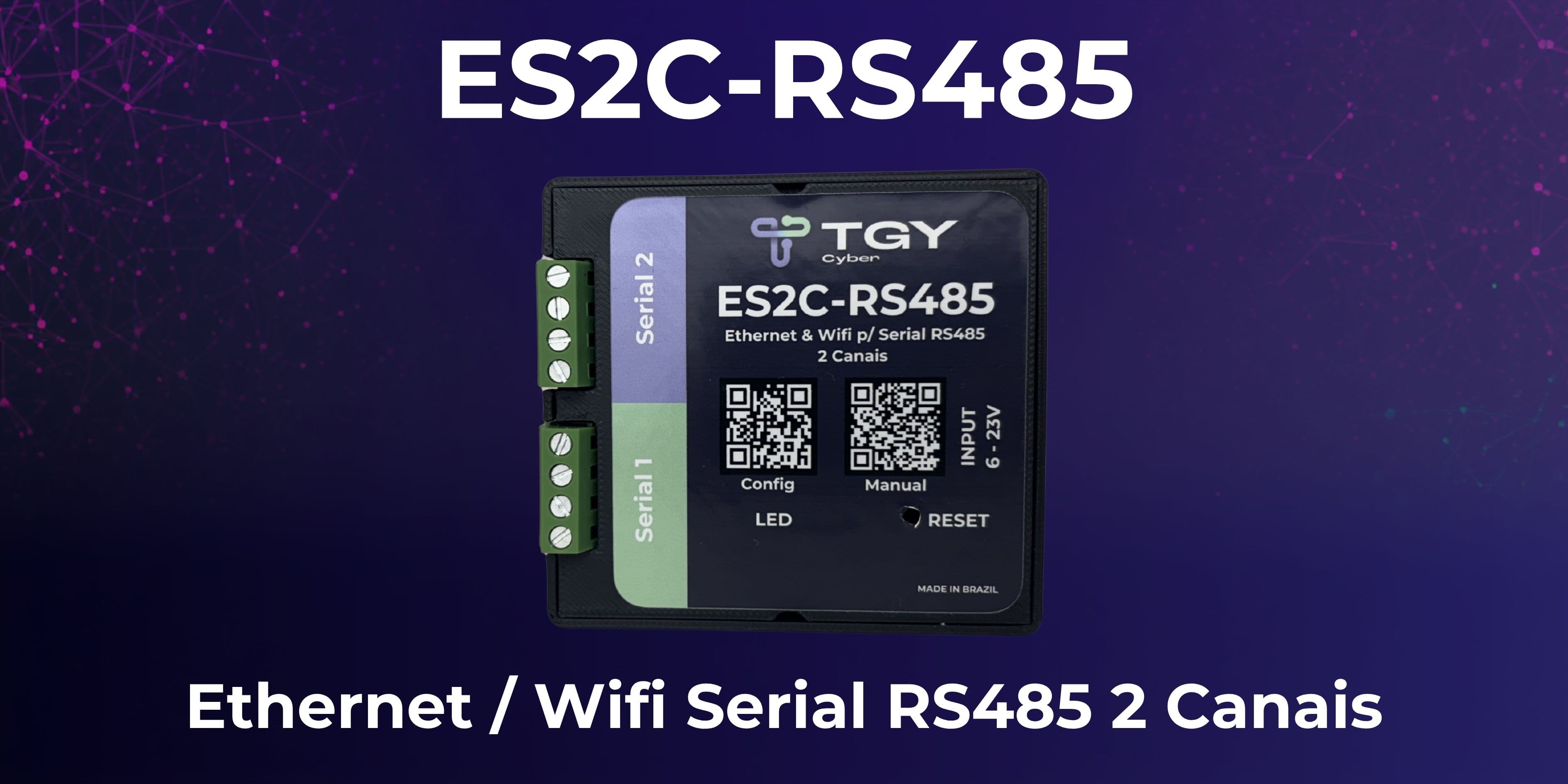 ES2C-RS485 – Conversor Serial RS485 para Ethernet & WiFi 2 Canais
