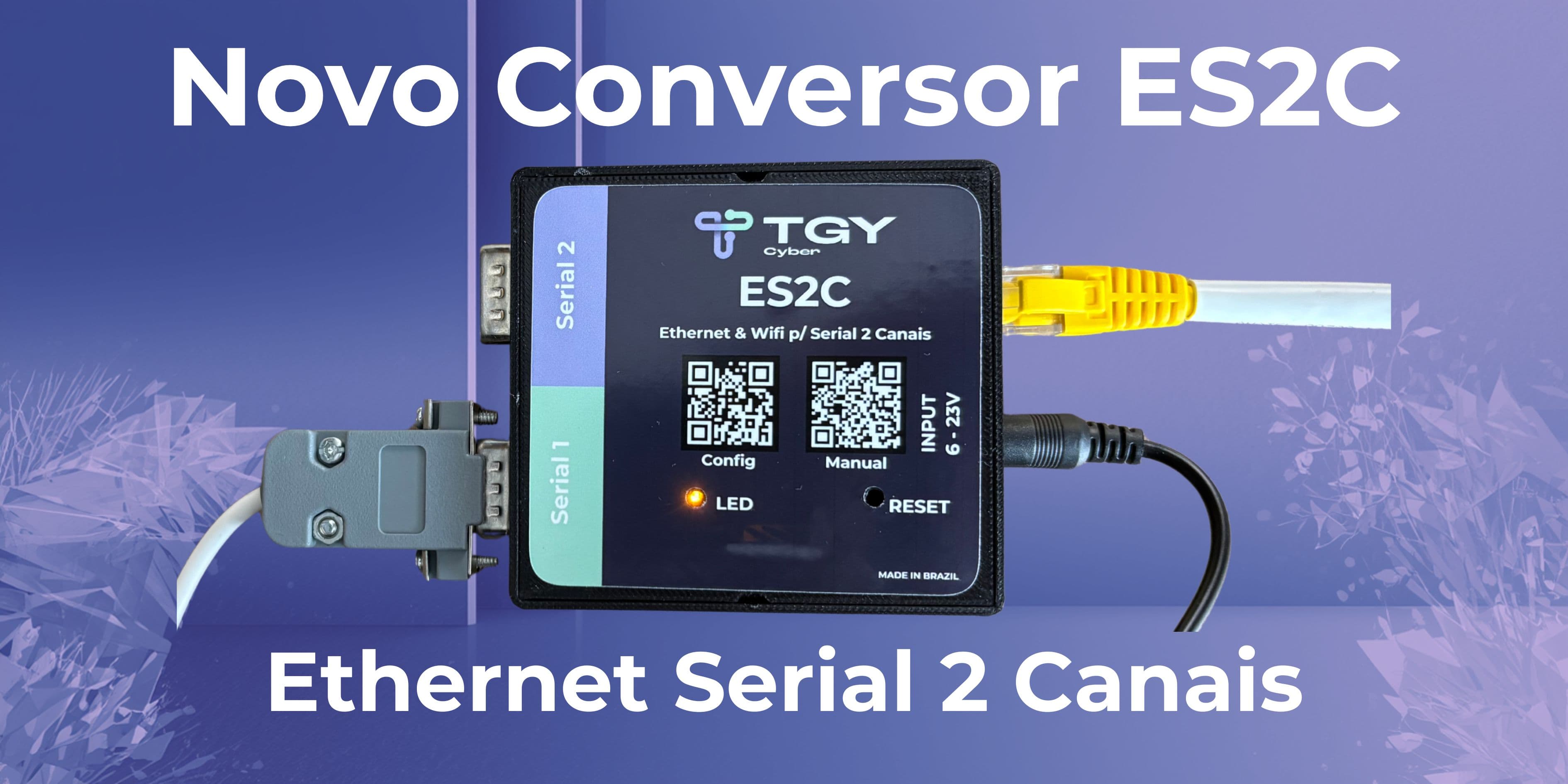 Conversor Serial RS232 para Ethernet & WiFi 2 Canais ES2C
